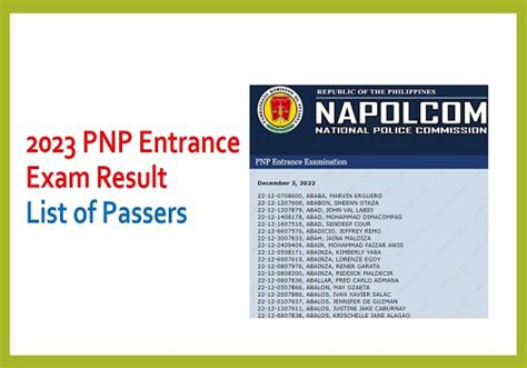 LIST OF PASSERS: JUNE 2023 NAPOLCOM EXAM .